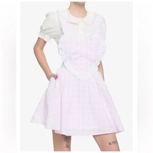 Hot Topic Pink Gingham Heart Apron Dress — Size Small — NWT